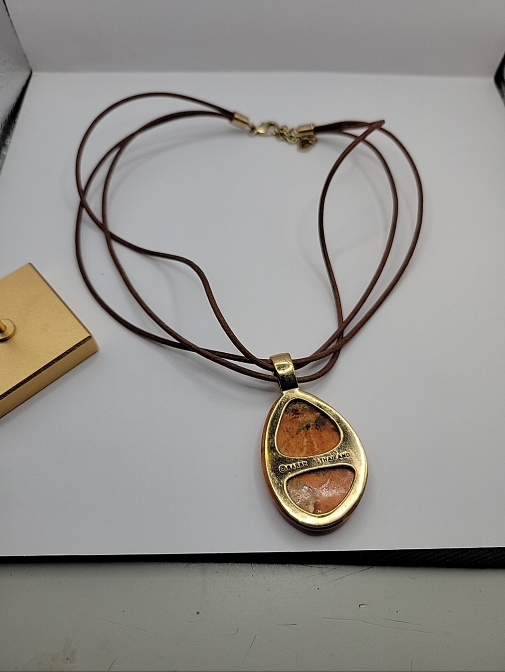 Barse Signed Sponge Coral Necklace And Earring Set With Leather Cord Western - Picture 9 of 10